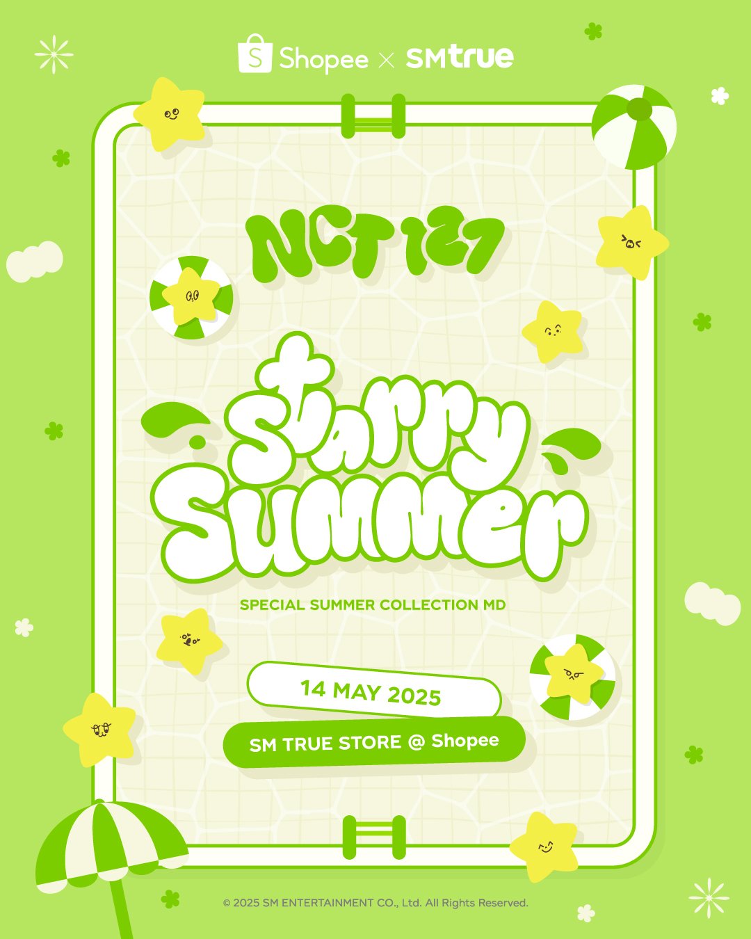 SM True (เอสเอ็ม ทรู) เปิดตัวสินค้าคอลเล็กชันพิเศษ 'NCT 127 Starry Summer' ครั้งแรกในประเทศไทยพรีออเดอร์สินค้าได้แล้วตอนนี้-13 มิ.ย. 68 เอ็กซ์คลูซีฟเฉพาะบนแพลตฟอร์ม Shopee (ช้อปปี้) เท่านั้น!